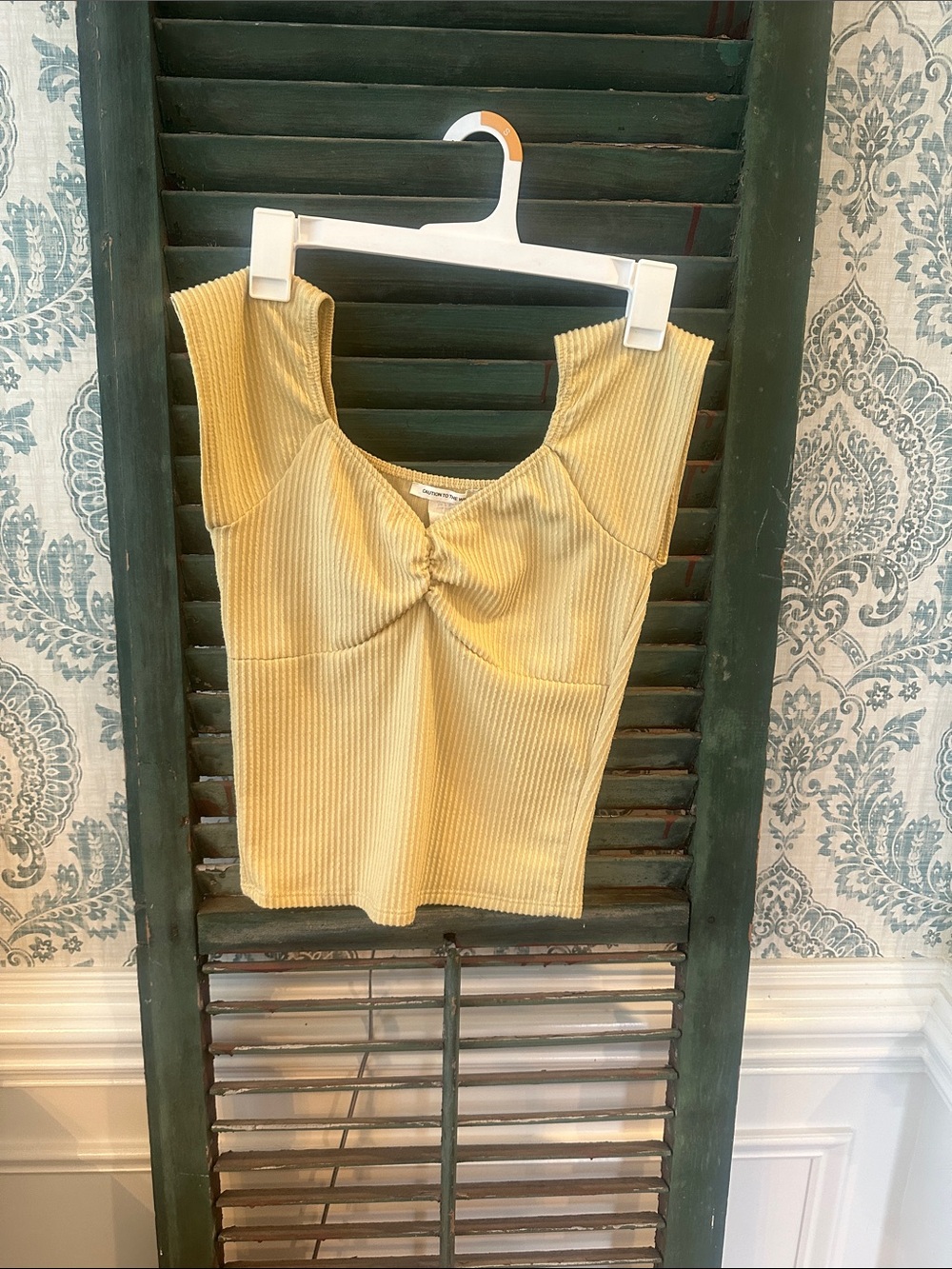 Caution To The Wind Ribbed Knot Front Tank Top - Yellow